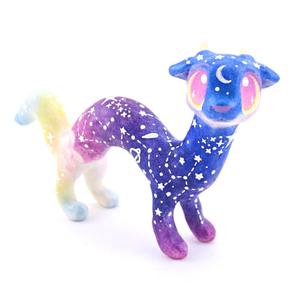 Night Sky Galaxy Sunset Noodle Dragon Figurine - Polymer Clay Animals