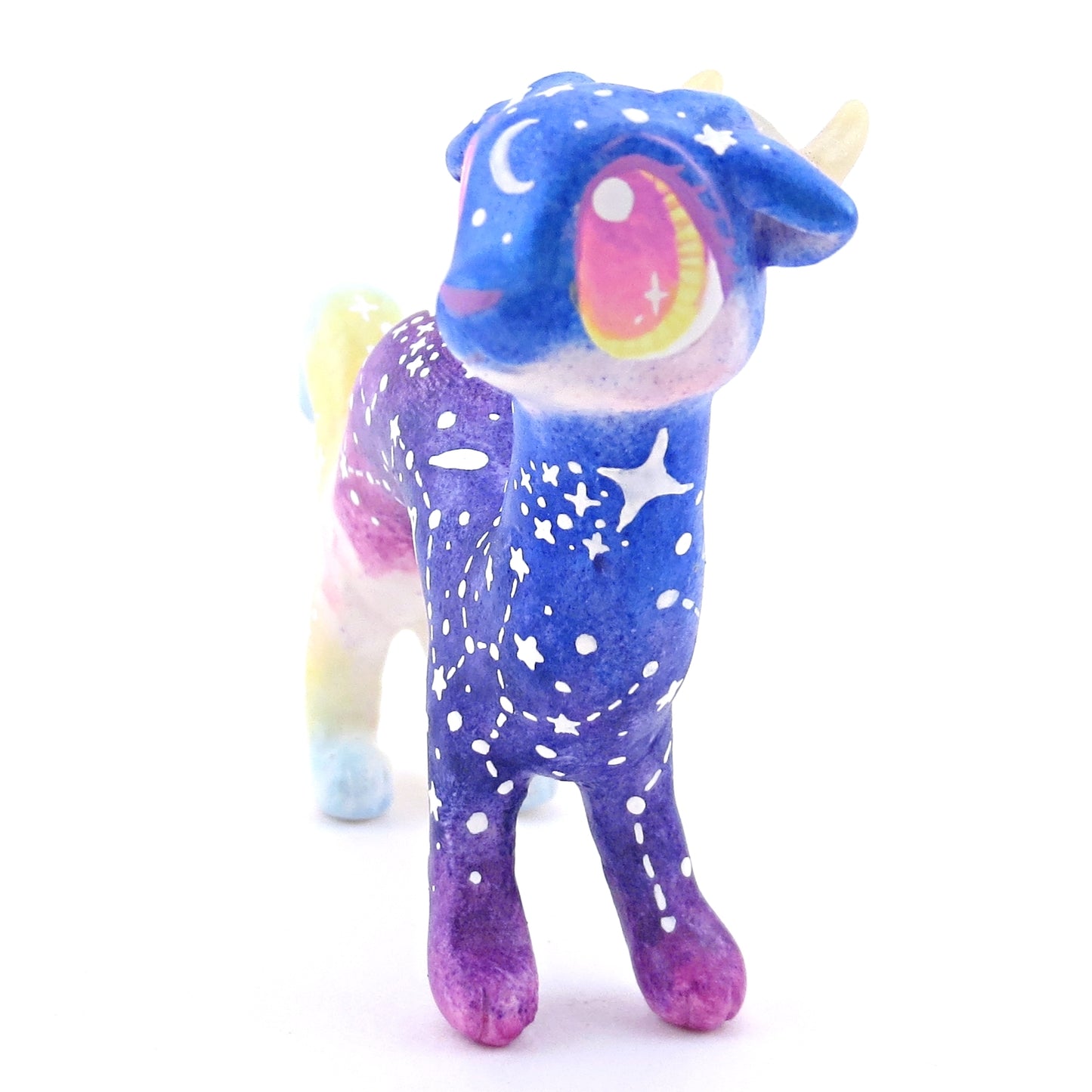 Night Sky Galaxy Sunset Noodle Dragon Figurine - Polymer Clay Animals