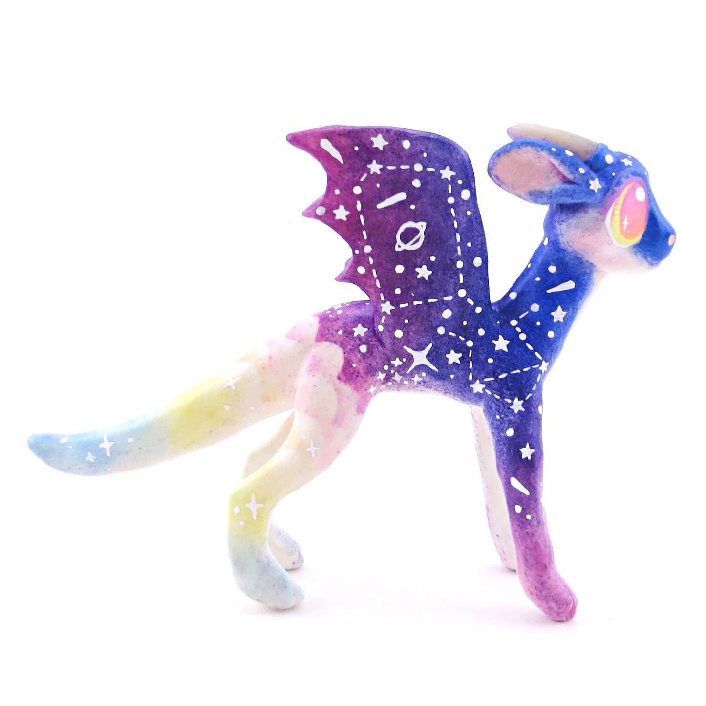 Night Sky Galaxy Sunset Dragon Figurine - Polymer Clay Animals