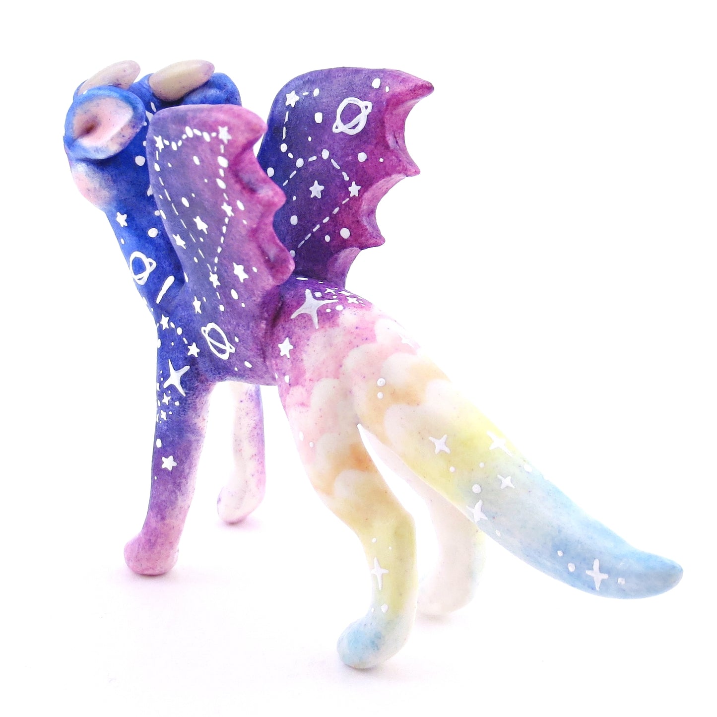 Night Sky Galaxy Sunset Dragon Figurine - Polymer Clay Animals