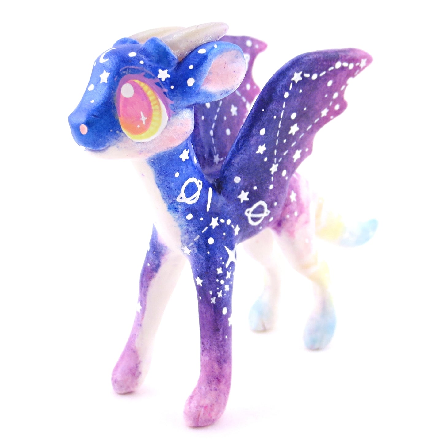 Night Sky Galaxy Sunset Dragon Figurine - Polymer Clay Animals