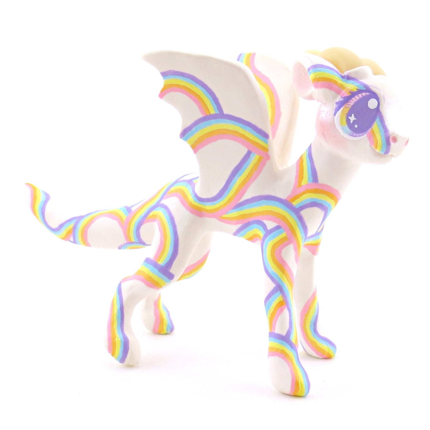 Rainbow Pattern Dragon Figurine - Polymer Clay Animals