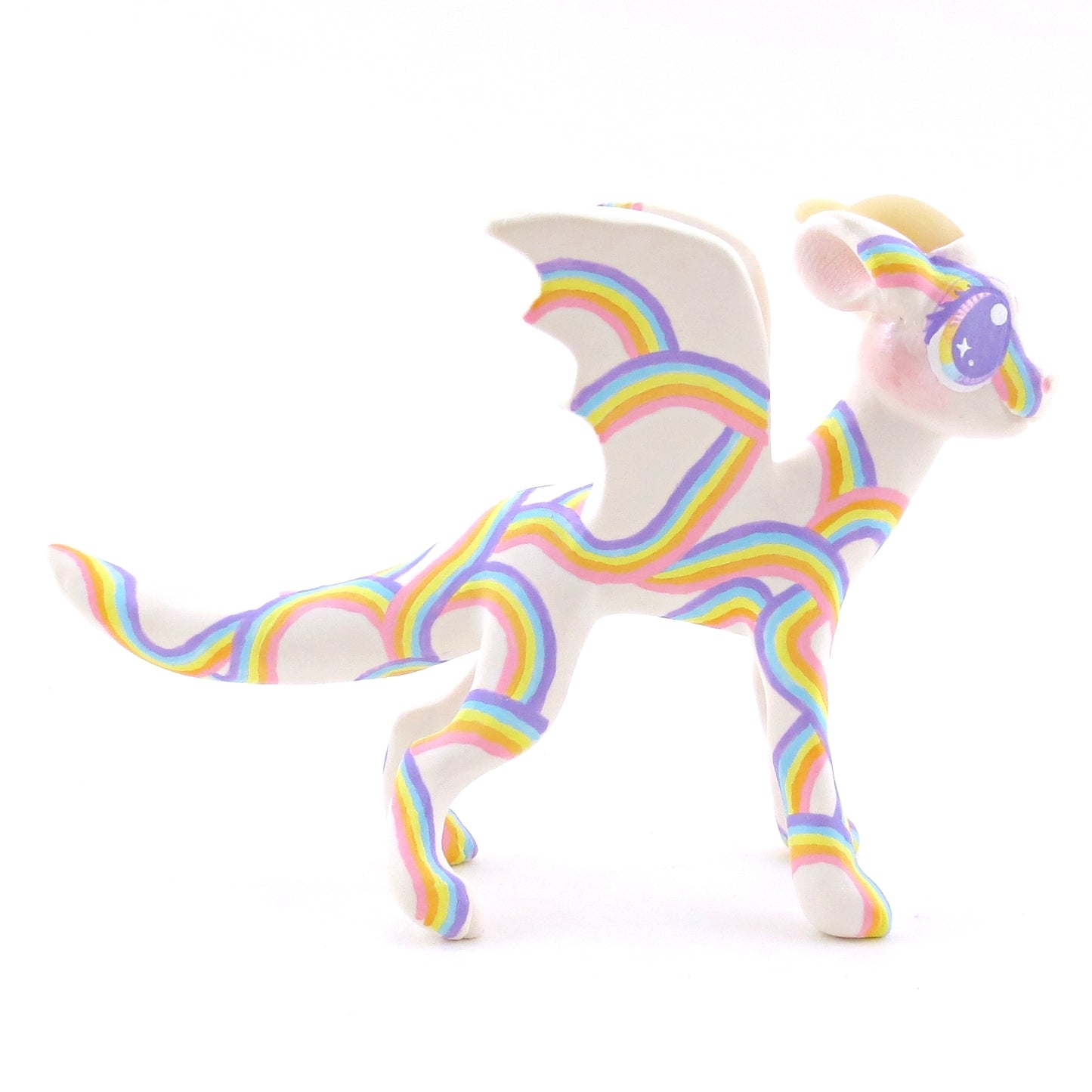 Rainbow Pattern Dragon Figurine - Polymer Clay Animals