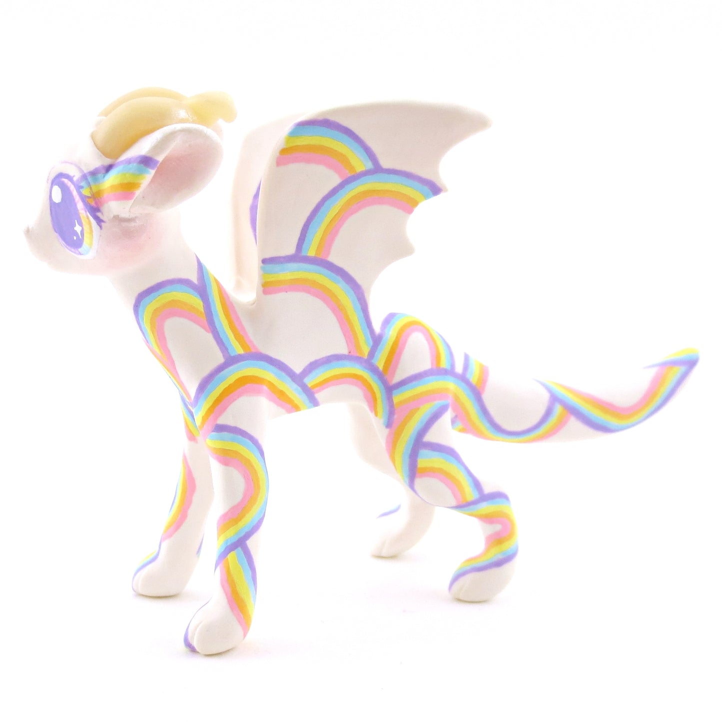 Rainbow Pattern Dragon Figurine - Polymer Clay Animals