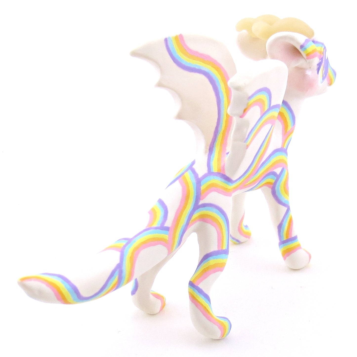 Rainbow Pattern Dragon Figurine - Polymer Clay Animals