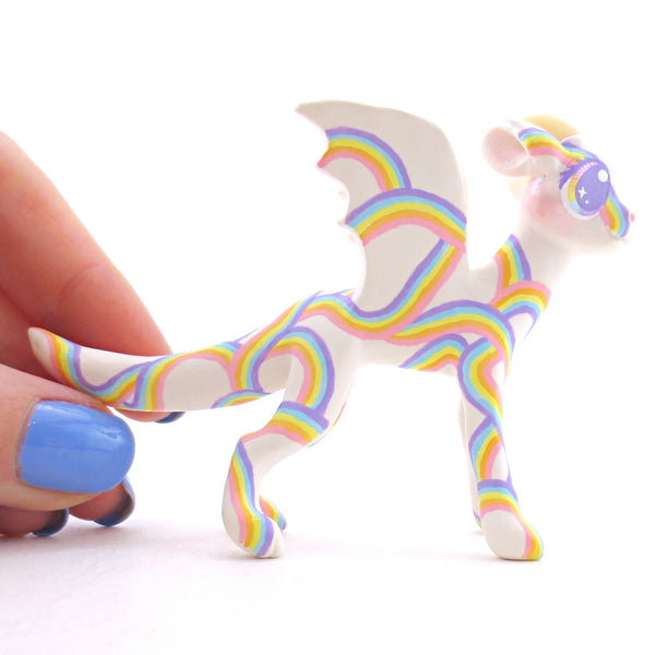 Rainbow Pattern Dragon Figurine - Polymer Clay Animals