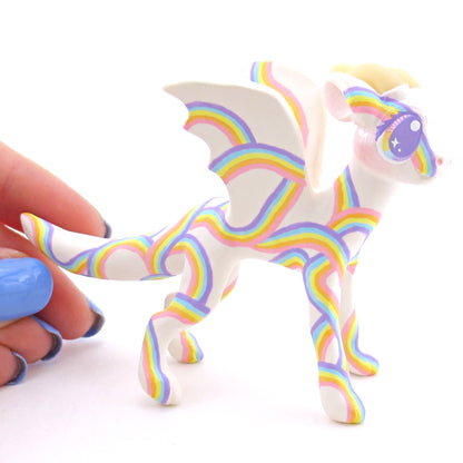 Rainbow Pattern Dragon Figurine - Polymer Clay Animals