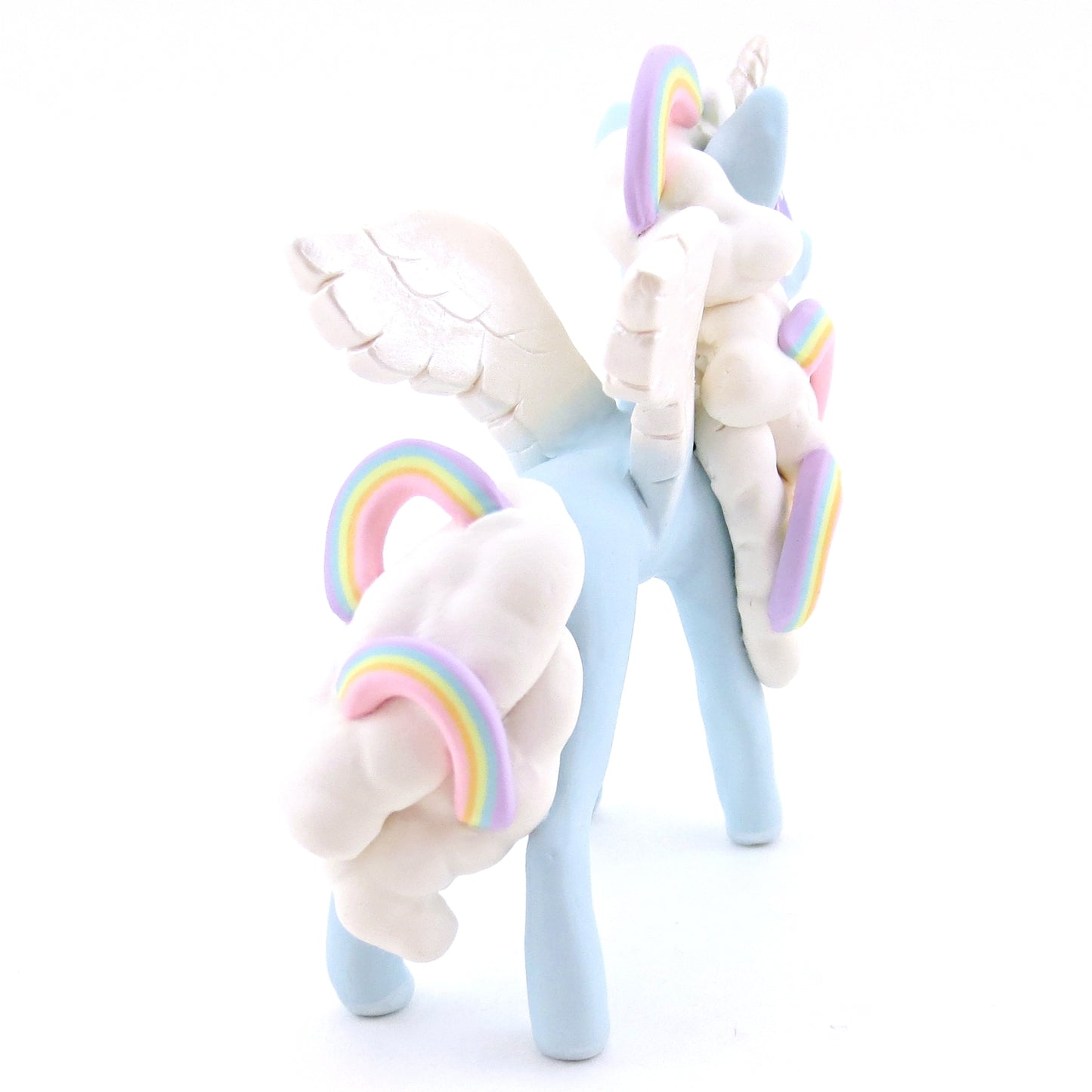 Rainbow Cloud Magical Unicorn Pegasus Figurine - Polymer Clay Animals