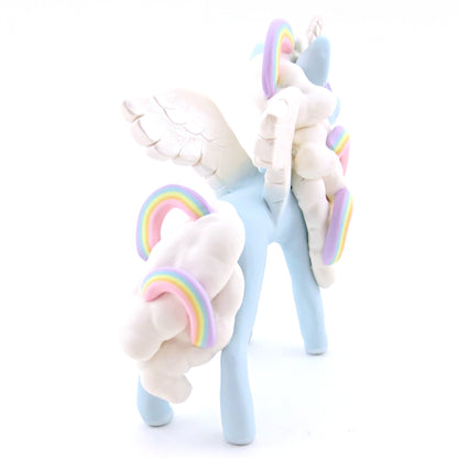 Rainbow Cloud Magical Unicorn Pegasus Figurine - Polymer Clay Animals