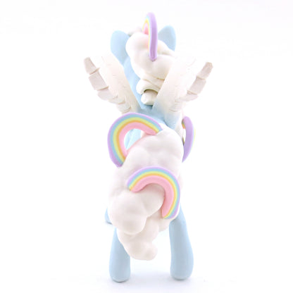 Rainbow Cloud Magical Unicorn Pegasus Figurine - Polymer Clay Animals