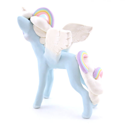 Rainbow Cloud Magical Unicorn Pegasus Figurine - Polymer Clay Animals