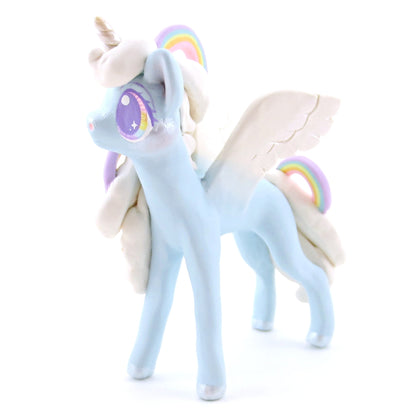 Rainbow Cloud Magical Unicorn Pegasus Figurine - Polymer Clay Animals