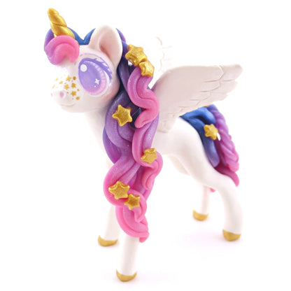 Ombre Galaxy Unicorn Pegasus Figurine - Polymer Clay Animals