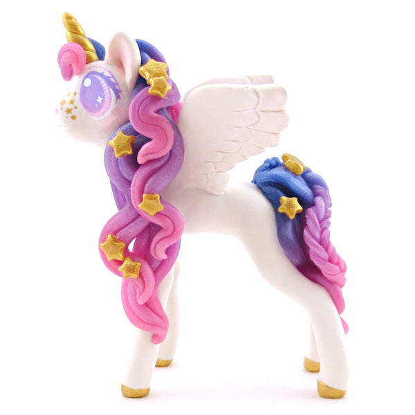 Ombre Galaxy Unicorn Pegasus Figurine - Polymer Clay Animals