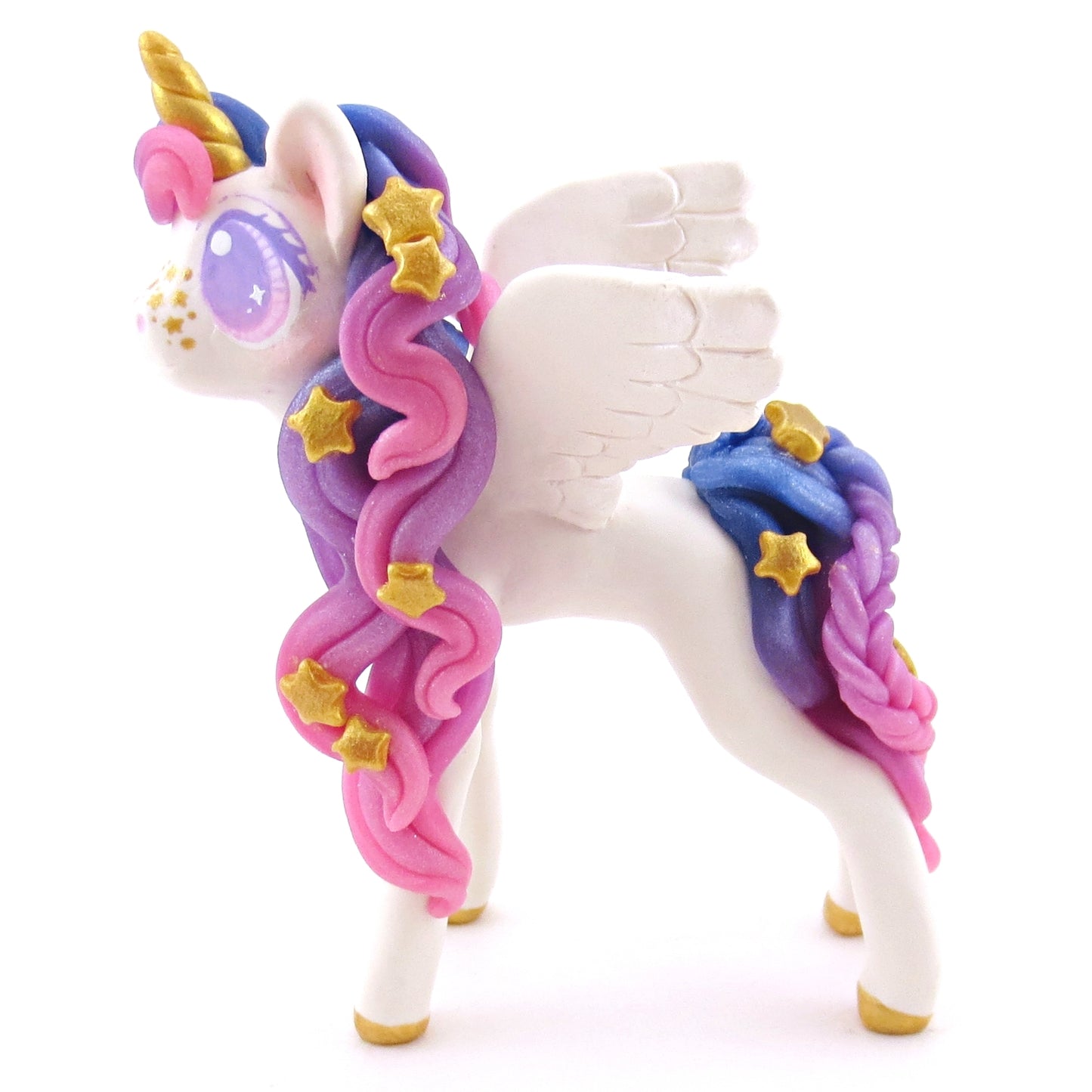 Ombre Galaxy Unicorn Pegasus Figurine - Polymer Clay Animals