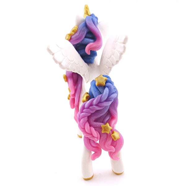 Ombre Galaxy Unicorn Pegasus Figurine - Polymer Clay Animals