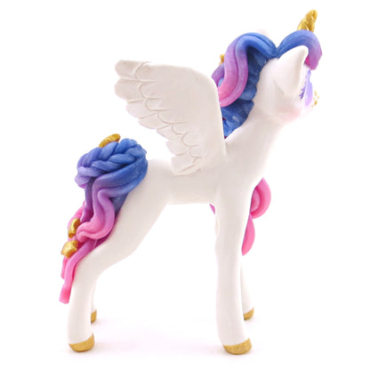 Ombre Galaxy Unicorn Pegasus Figurine - Polymer Clay Animals