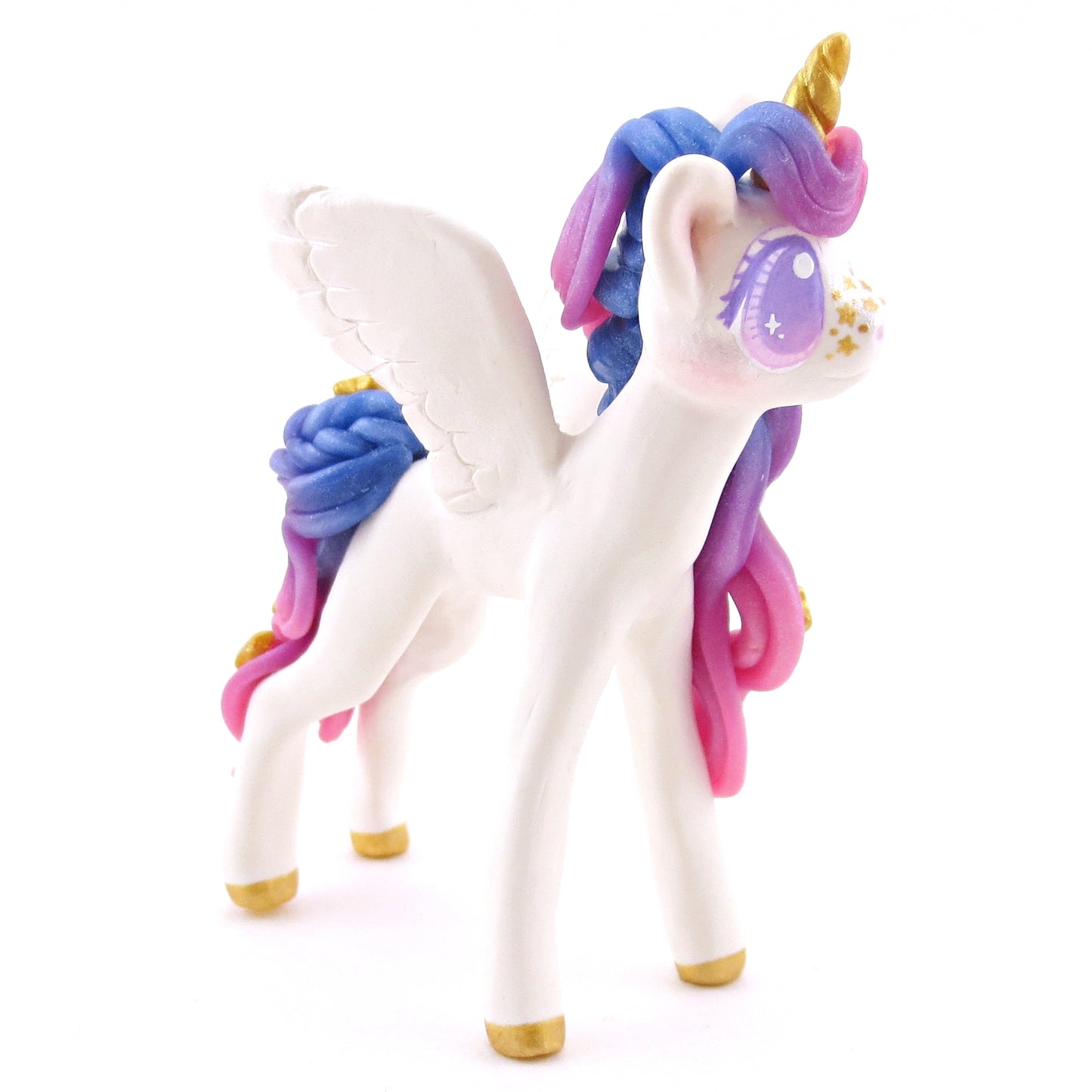 Ombre Galaxy Unicorn Pegasus Figurine - Polymer Clay Animals