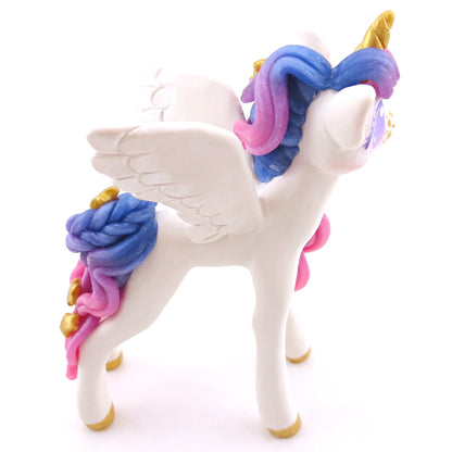 Ombre Galaxy Unicorn Pegasus Figurine - Polymer Clay Animals