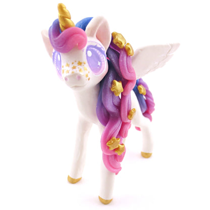 Ombre Galaxy Unicorn Pegasus Figurine - Polymer Clay Animals