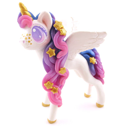 Ombre Galaxy Unicorn Pegasus Figurine - Polymer Clay Animals