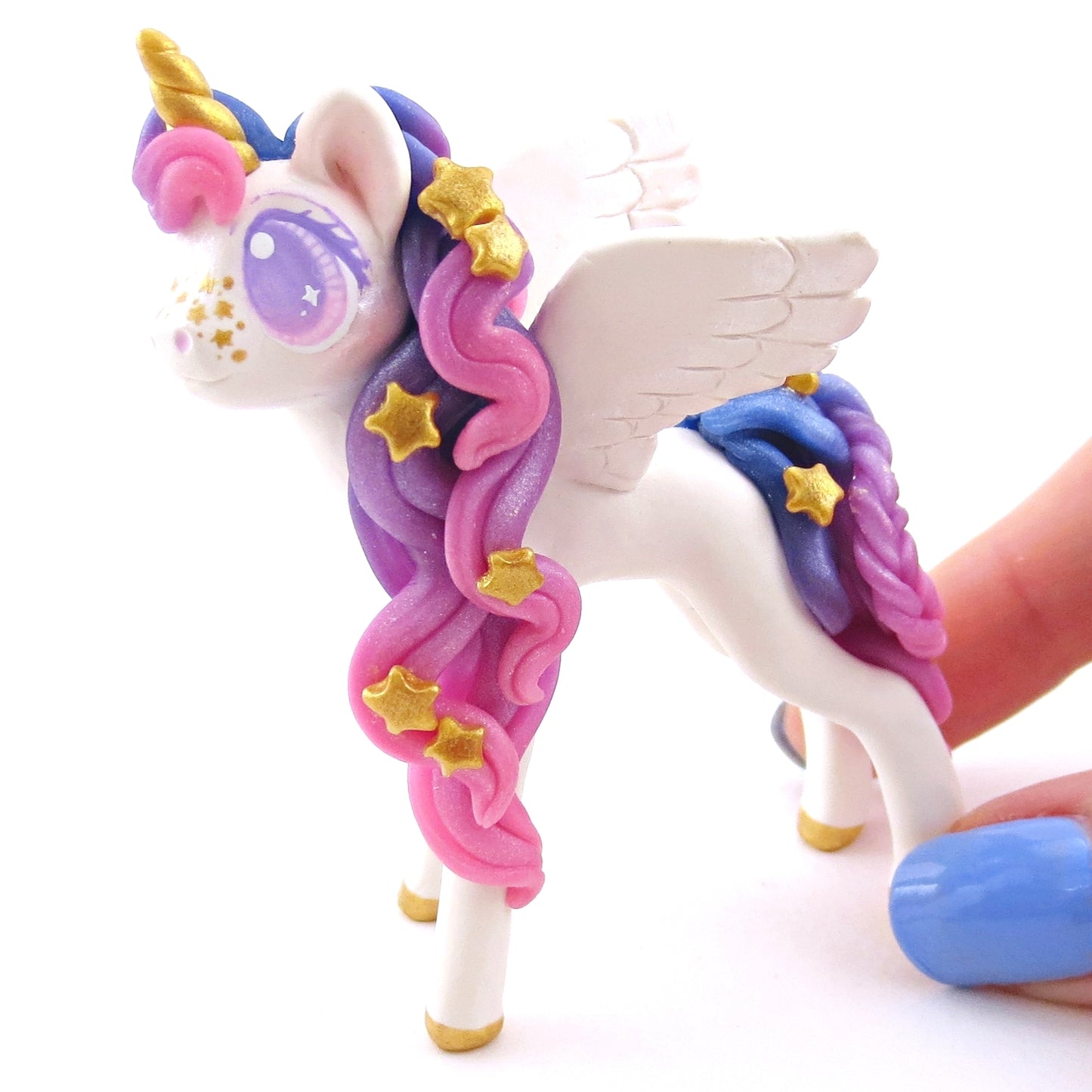 Ombre Galaxy Unicorn Pegasus Figurine - Polymer Clay Animals