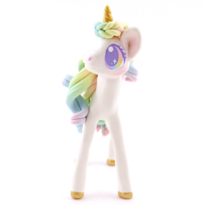 Pastel Rainbow Ombre Unicorn Pegasus Figurine - Polymer Clay Animals