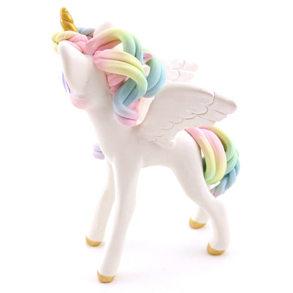 Pastel Rainbow Ombre Unicorn Pegasus Figurine - Polymer Clay Animals