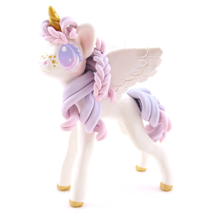 Dainty Pink and Purple Ombre Unicorn Pegasus Figurine - Polymer Clay Animals