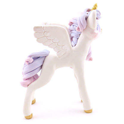 Dainty Pink and Purple Ombre Unicorn Pegasus Figurine - Polymer Clay Animals