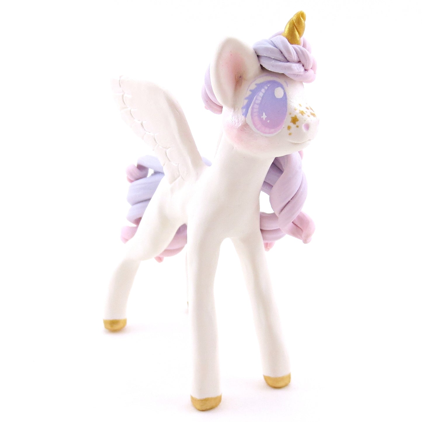 Dainty Pink and Purple Ombre Unicorn Pegasus Figurine - Polymer Clay Animals