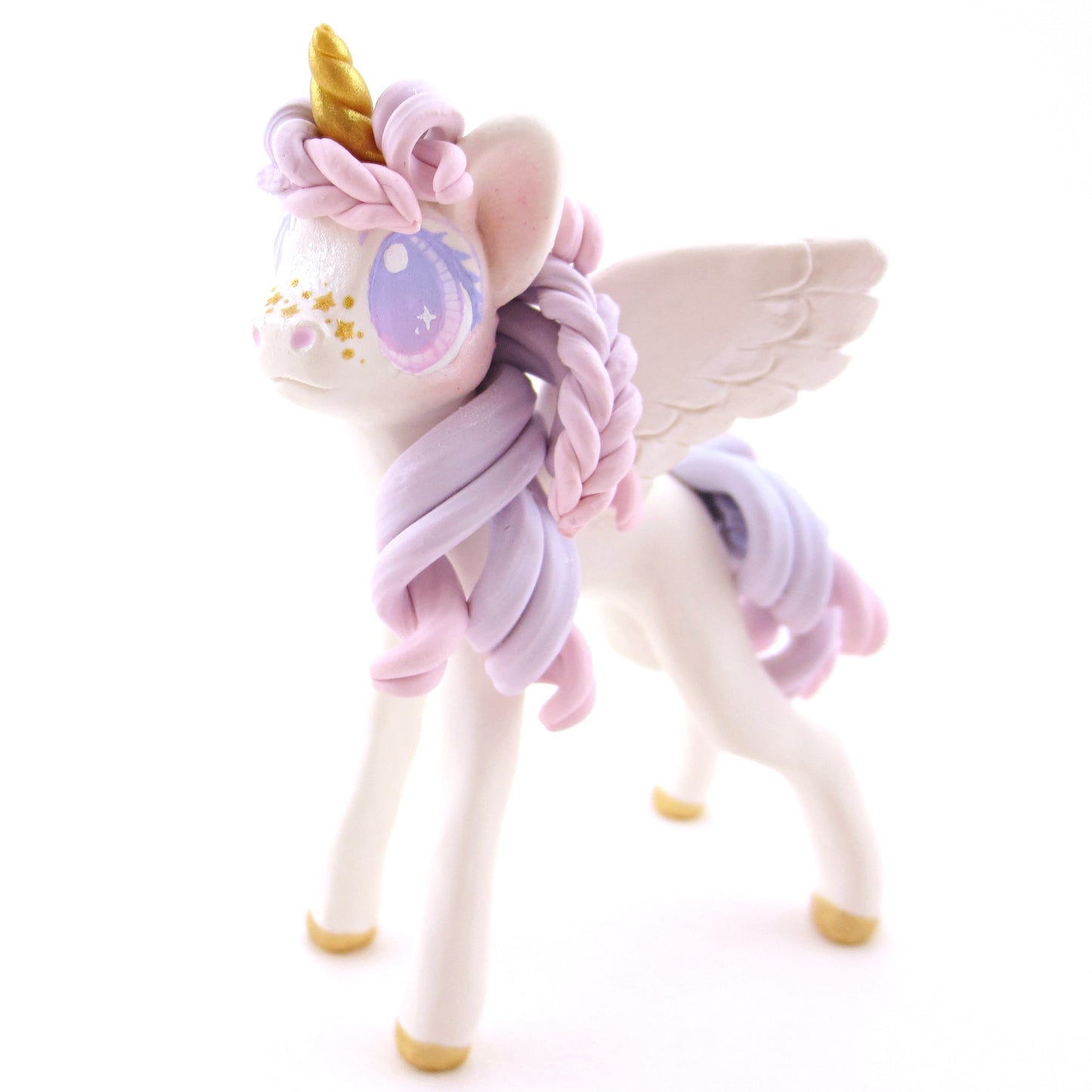 Dainty Pink and Purple Ombre Unicorn Pegasus Figurine - Polymer Clay Animals