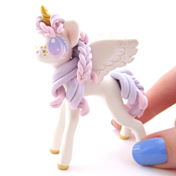 Dainty Pink and Purple Ombre Unicorn Pegasus Figurine - Polymer Clay Animals