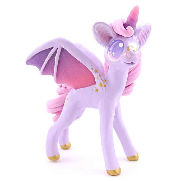 Pink and Purple Pastel Baticorn Unicorn Figurine - Polymer Clay Animals