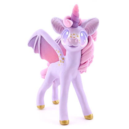 Pink and Purple Pastel Baticorn Unicorn Figurine - Polymer Clay Animals