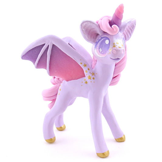 Pink and Purple Pastel Baticorn Unicorn Figurine - Polymer Clay Animals