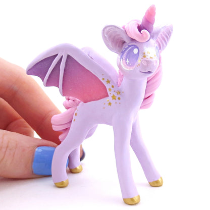 Pink and Purple Pastel Baticorn Unicorn Figurine - Polymer Clay Animals