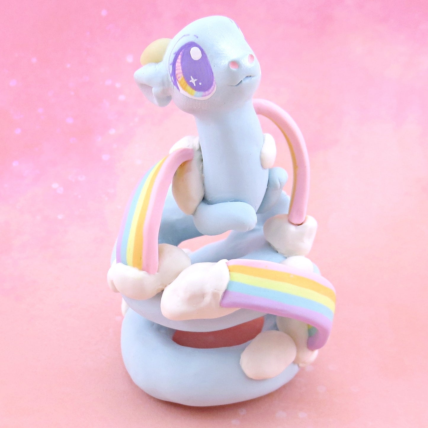 "Rainbow Dreamer" Cloud Noodle Dragon Figurine - Polymer Clay Animals