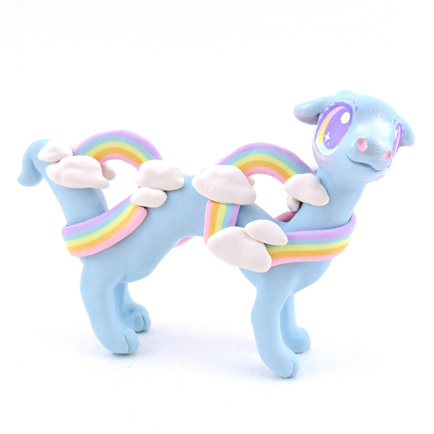 Rainbow Dreamer Cloud Noodle Dragon Figurine - Polymer Clay Magical Creatures