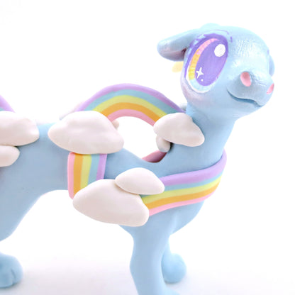 Rainbow Dreamer Cloud Noodle Dragon Figurine - Polymer Clay Magical Creatures