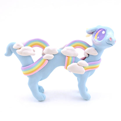 Rainbow Dreamer Cloud Noodle Dragon Figurine - Polymer Clay Magical Creatures