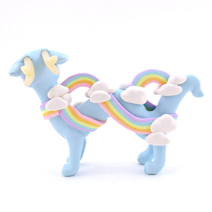 Rainbow Dreamer Cloud Noodle Dragon Figurine - Polymer Clay Magical Creatures