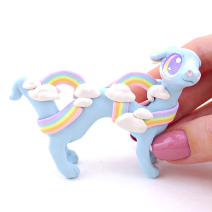 Rainbow Dreamer Cloud Noodle Dragon Figurine - Polymer Clay Magical Creatures