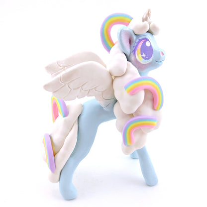 Rainbow Dreamer Cloud Unicorn Figurine - Polymer Clay Magical Creatures