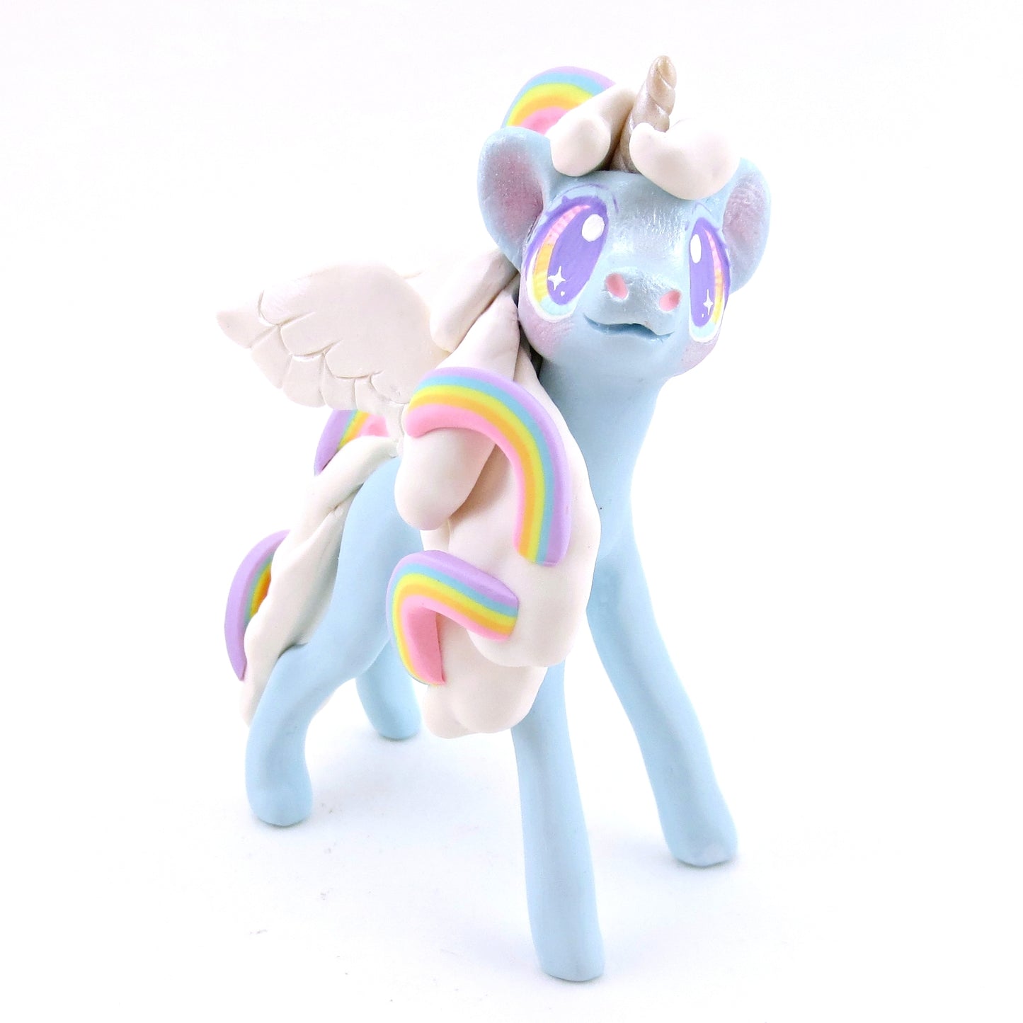 Rainbow Dreamer Cloud Unicorn Figurine - Polymer Clay Magical Creatures