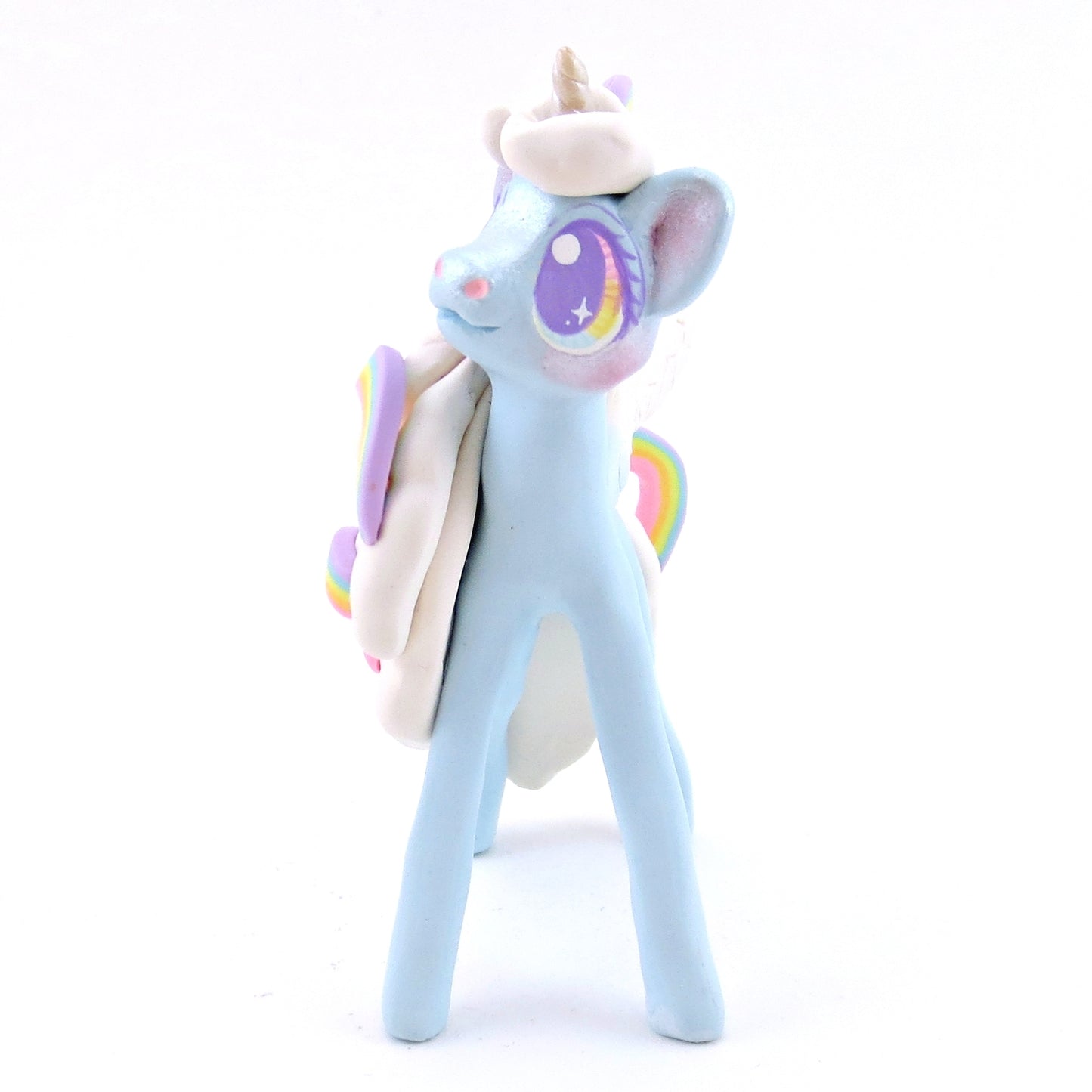 Rainbow Dreamer Cloud Unicorn Figurine - Polymer Clay Magical Creatures