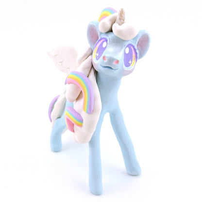 Rainbow Dreamer Cloud Unicorn Figurine - Polymer Clay Magical Creatures