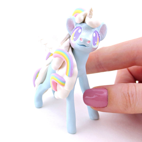 Rainbow Dreamer Cloud Unicorn Figurine - Polymer Clay Magical Creatures