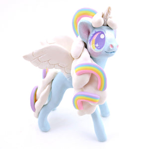 Rainbow Dreamer Cloud Unicorn Figurine - Polymer Clay Magical Creatures