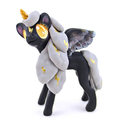 Storm Cloud Unicorn Figurine - Polymer Clay Magical Creatures